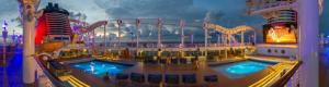 Disney Fantasy Pool Deck Panorama at Night in Virtual Reality