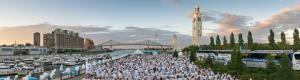 Diner en Blanc of Montreal 2015 at The Sailor’s clock tower in Old Montreal